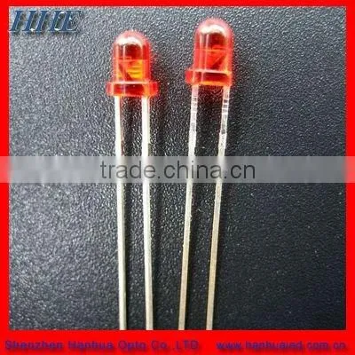 3mm red diffused led with flange small angle