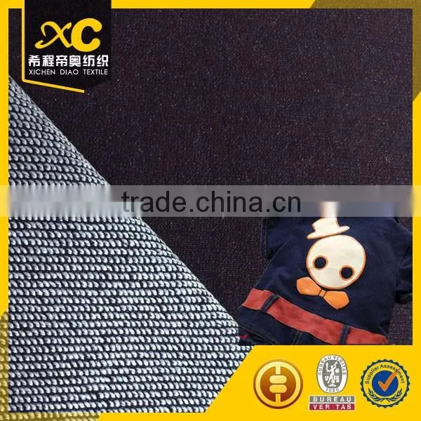 Knit indigo jeans 4 way stretch denim fabric