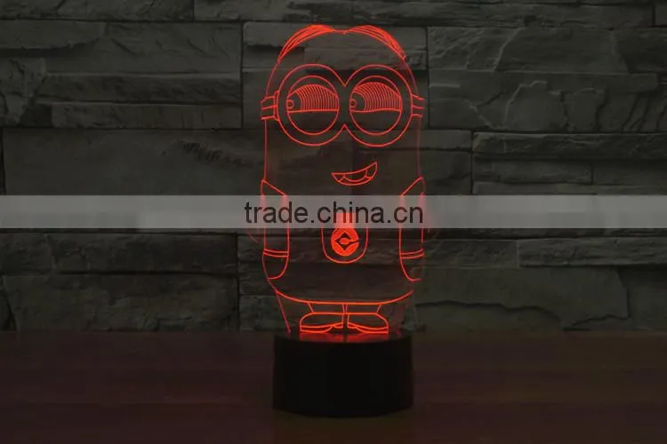Home decoration LED night light lamp 3D illusion for children baby bedroom,Despicable Me Minions shape christmas gift