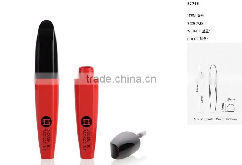 2016 hot sale red plastic empty liquid eyeliner container with brush