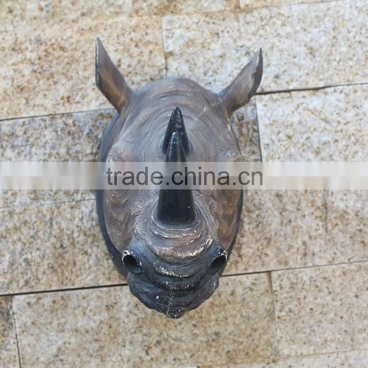 Artificial 3D polyresin wall art rhinoceros decoration
