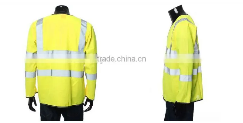 EN 20471adult cheap high visibility long sleeve security reflective safety jacket vests