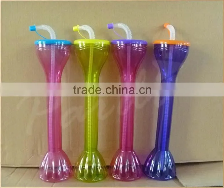 Wholesale party custom printing plastic drinking yard beer glass