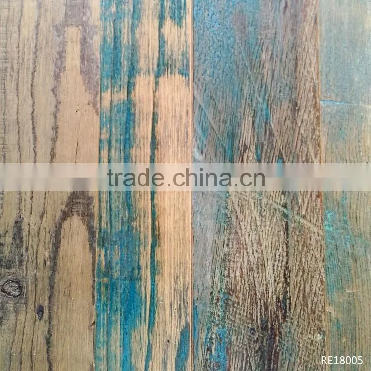 Brown Oil Recycled Pine Wood Flooring Reclaimed Surface Design