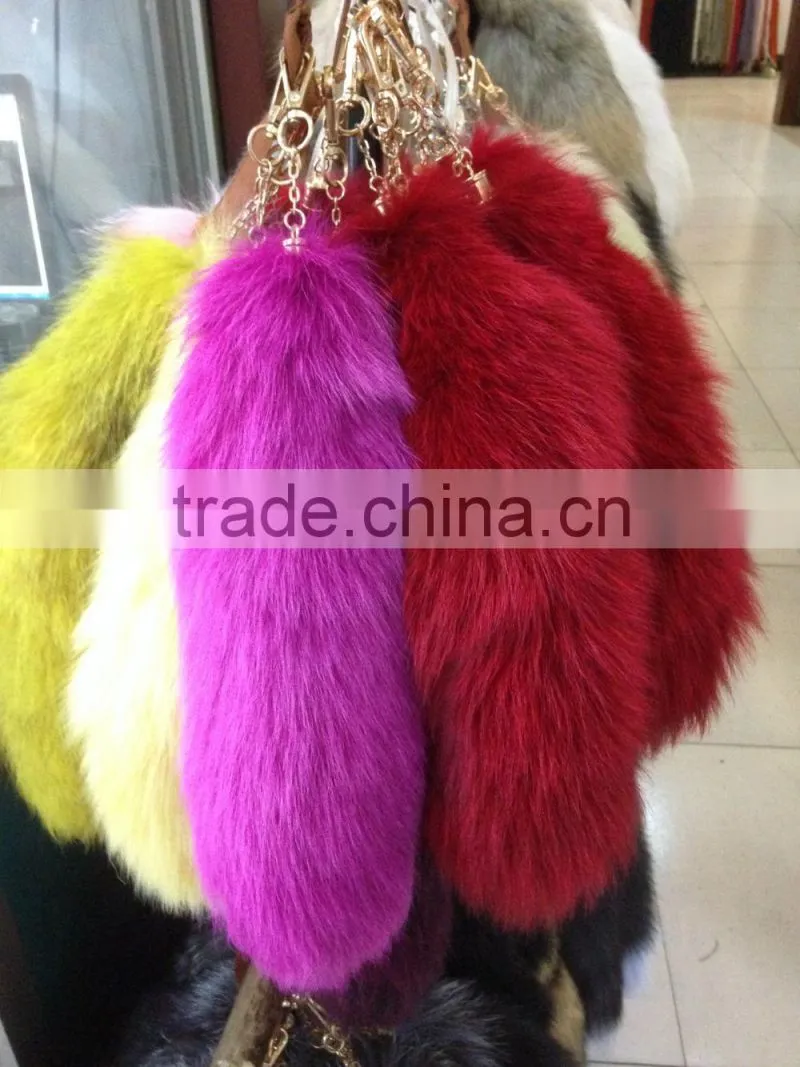 High quality real fox tail fur keychain