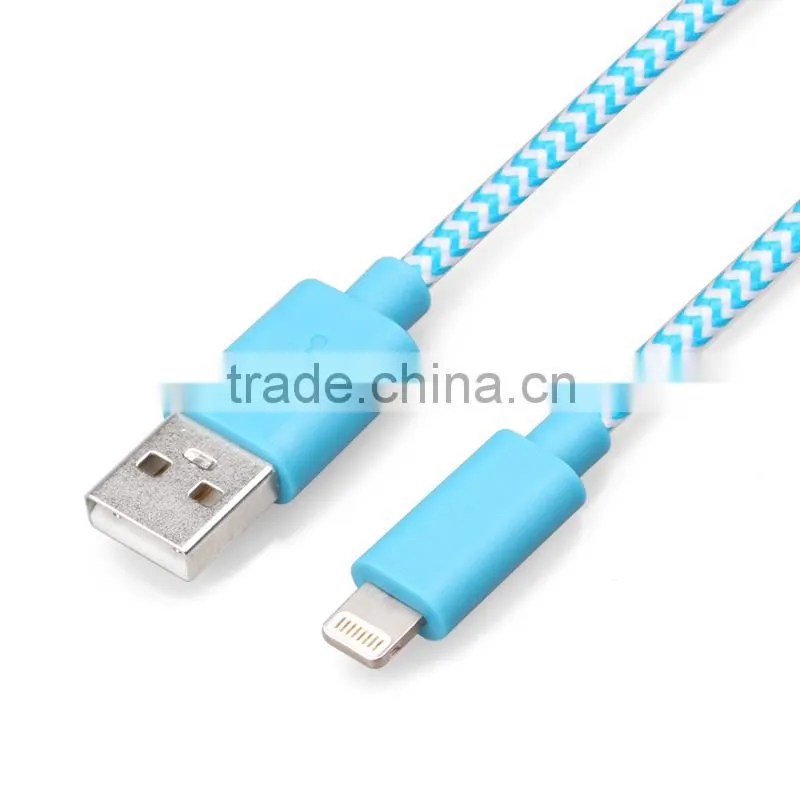 Fashionable custom MFi Nylon Braided 8pin data Cable for i6s