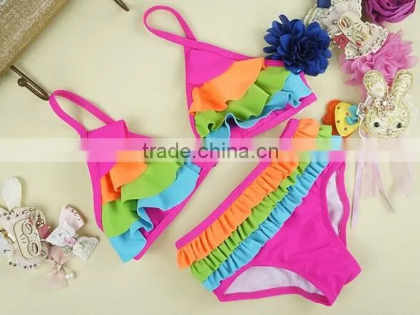 2016 2X Kid Girl Beachwear Bikini Chlidren Bowknot Swimwear Children Sling Bikini Swimsuit