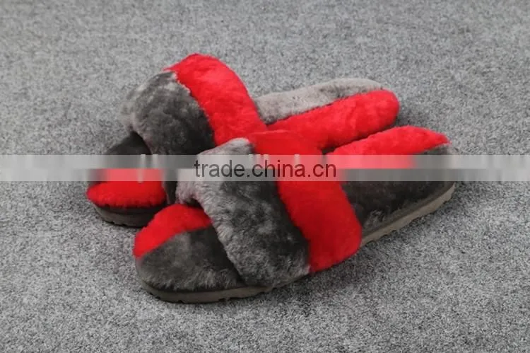 Many Colors Soft Warm Two Tone Sheared Rex Rabbit Fur Slipper