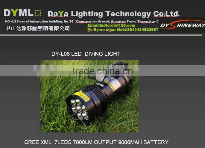 most bright 7pcs*T6 70W LED diving light with professional piezoelectric switch system