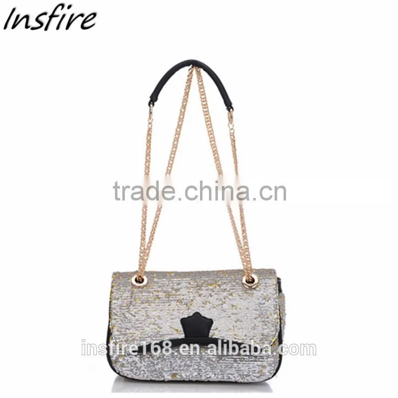 2016 china shop online cheap classcial design chain sequins bag