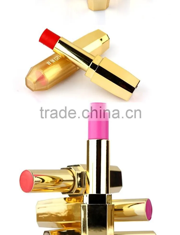 Wholesale Best Selling Fahsion Design Golden Tube Cosmetics Naked Natural Long Lasting Rose Red lipstick