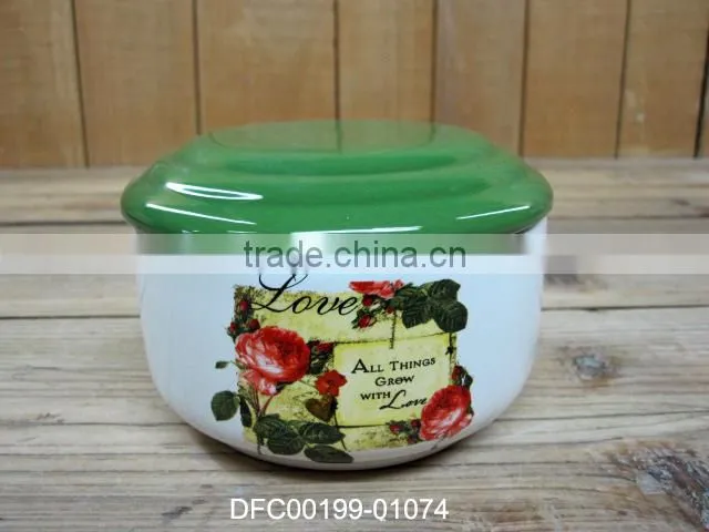new design rose decal ceramic sugar pot