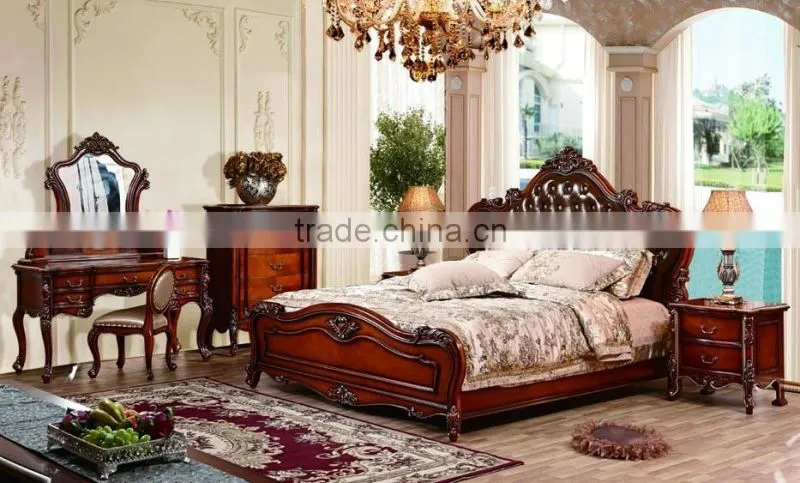 2016 Yumian luxury European type Classic style bedroom set Bed Bedside table Wardrobe Dressing table Commode