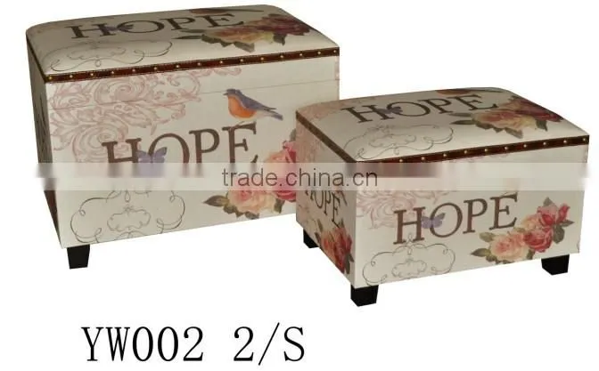 Household Colorful Decoration Linen Stool Storage Seating Box
