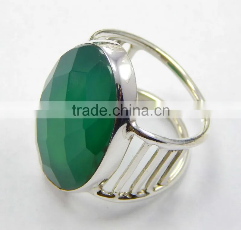 Natural green onyx ring 92.5 sterling silver jewellery