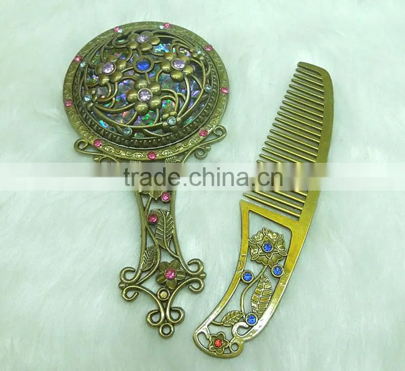 Charms rhinestone makeup mirror set