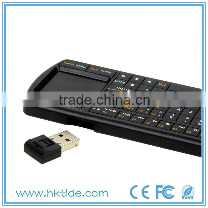 2.4g remote control mouse + wireless touchpad keyboard for pc tv box