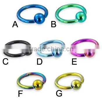 Titanium Anodized Captive Bead Ring Body Piercing Jewelry
