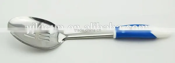 stainless steel type with plastic handle food grade safe kitchen tool cooking spoon