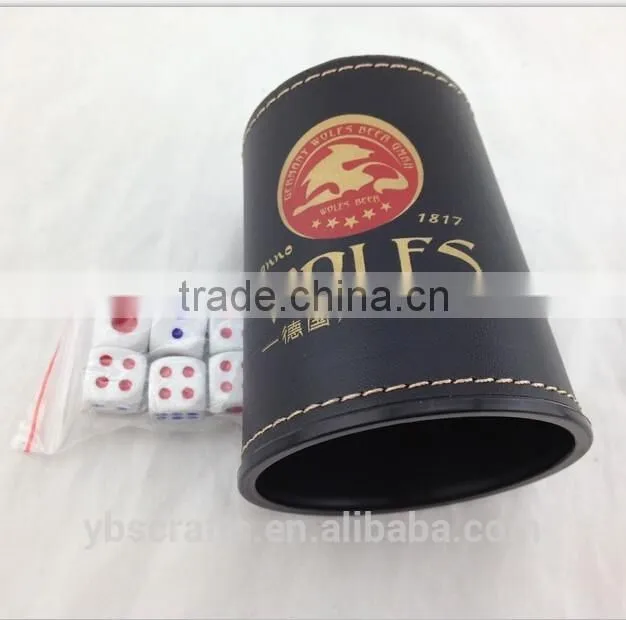 Custom Leather Dice Cup with Printed Logo