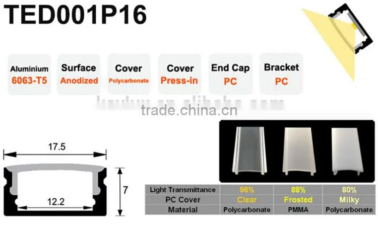 Strip Aluminium Profile 5-12mm Led Strip Profile Surface Mounted LED Aluminium Profile