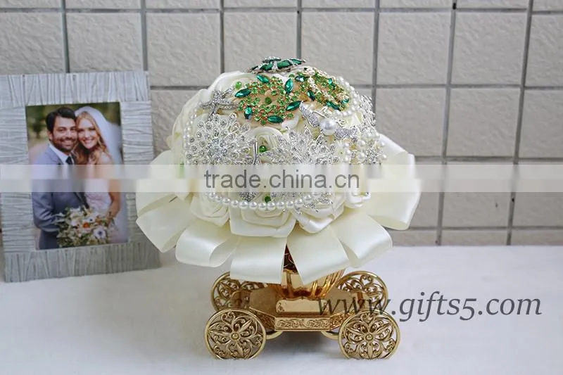 Handmade green brooch wedding brides bouquet wholesale