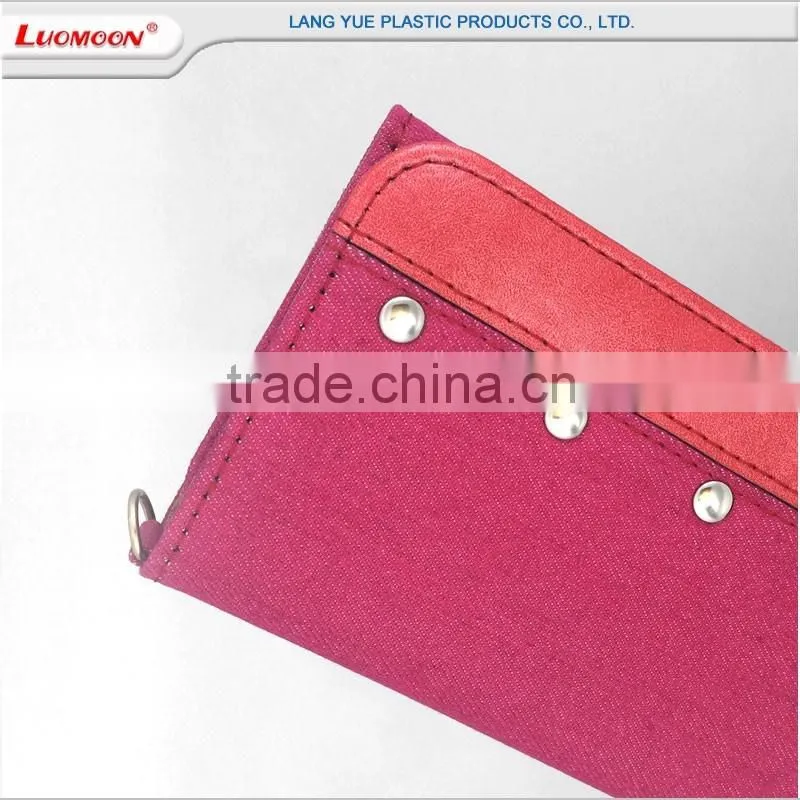 denim pu leather metal snapper funky mobile cell phone case for oppo r7s r831k joy plus