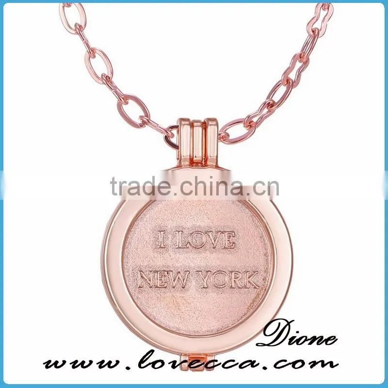jewelry rose gold coinlocket interchangable coin holder necklace