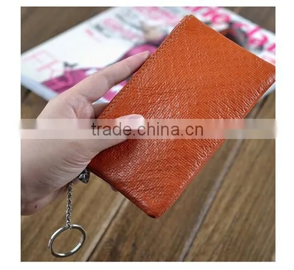 Boshiho real leather zipper coin purse with key chain