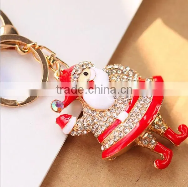 2014 Latest Cute Rhinestone Drip Santa Claus Keychain , Bag Pendant ZTKC-184
