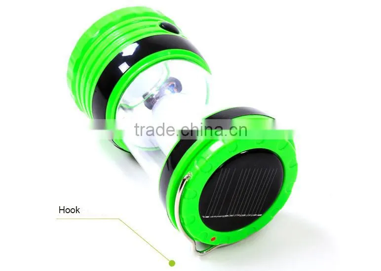 led rechargeable solar camping light lantern use for outdoor activities with solar&mobile phone charger function