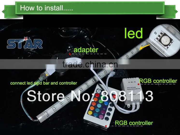 wholesale 9leds 0.3m Aluminum Profile RGB Rigid LED Strip Light Bar 5050smd
