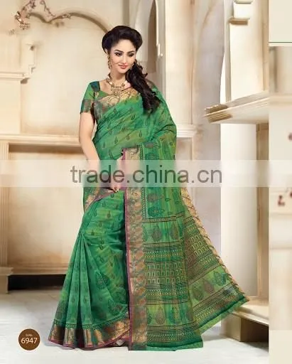 Blue Cotton Silk Saree