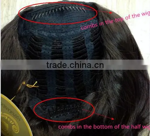 wholesale fake hair 3/4 wigs, curly synthetic hair styles half wigs hairpieces