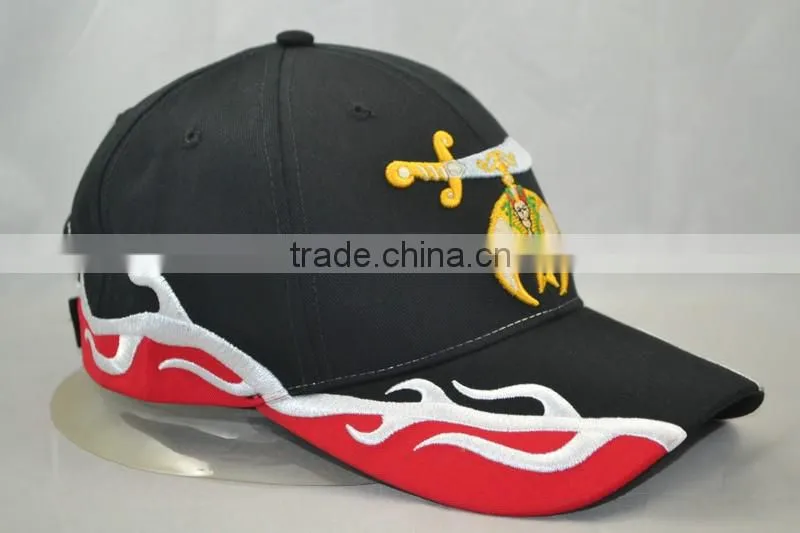 Guangzhou hat factory professional custom/ 100% cotton /6 panel / embroidery logo and the red/black baseball cap