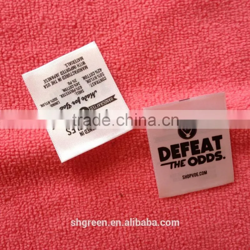 center fold 4 sides printing label,satin care printing tags