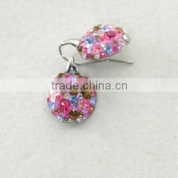 colors crystal earrings ,womens wedding and party stainless steel earrings