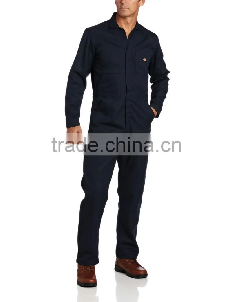 OEM 65% 00pyester 35% cotton anti crinkle blue mechanic long sleeve Coverall high quality uniform