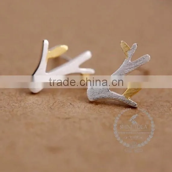 925 sterling solid silver tree plant mix color branch leaf earring stud fashion women earrings 6730610