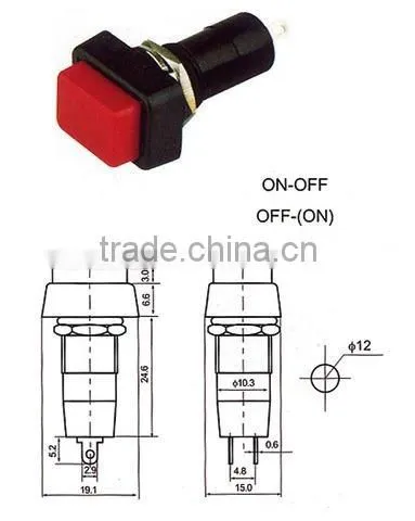 push button switch illFL6-010 uminated rectangular momentary latching