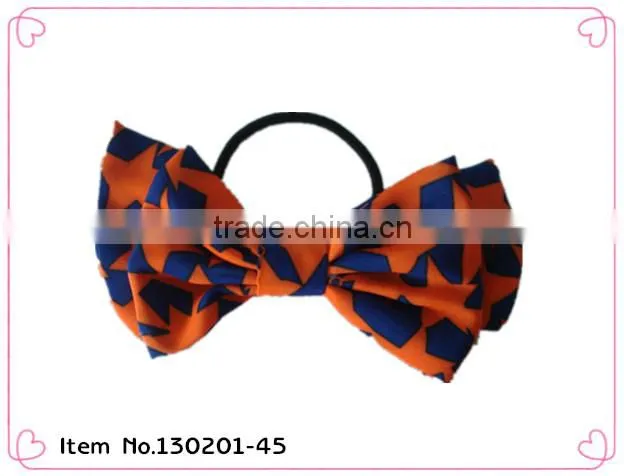 Round Metal Free hair elastic band with grosgrain bowknot