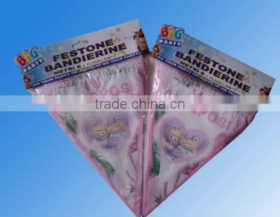Plastic Multi Colored Small Pennant Flags Bunting For Christmas