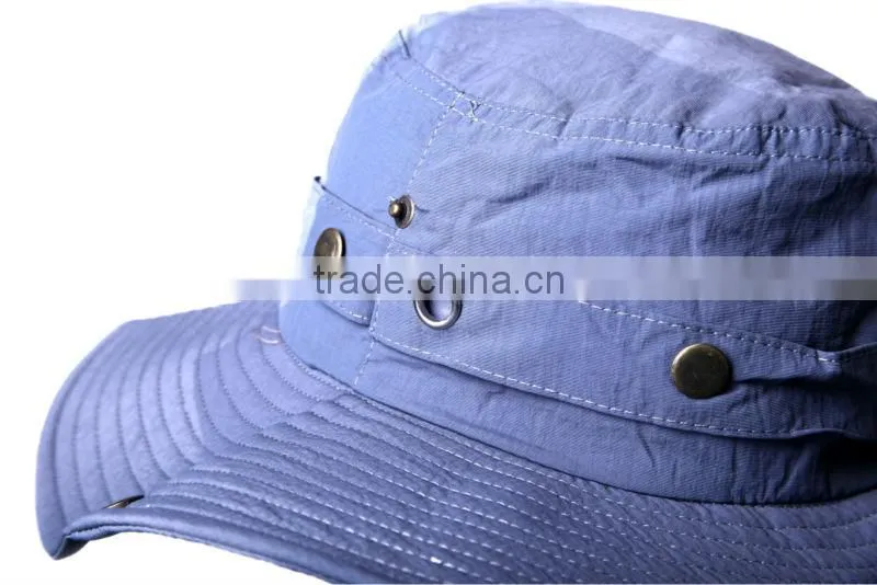 New design workable price blue large rims bush hat hunting hat bucket hat
