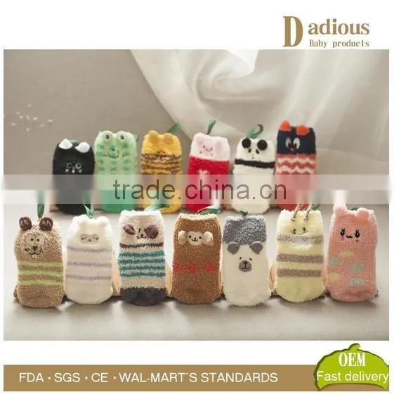 Wholesale Animal Shape 100% cotton soft touch thermal newborn baby socks with box packaging