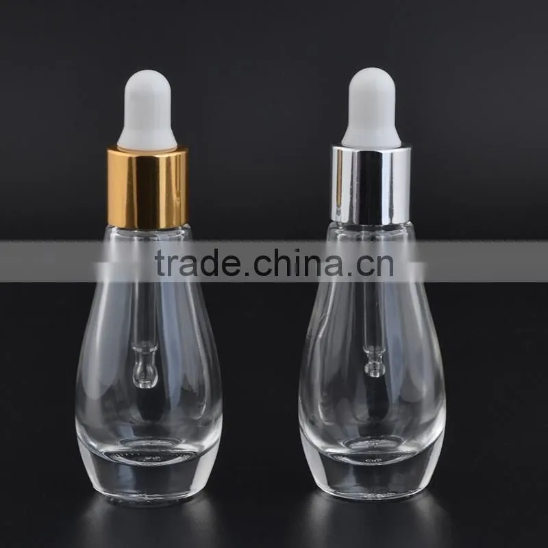 15ml unique shape clear glass dropper bottle with pipette for e liquid / empty essential oil container