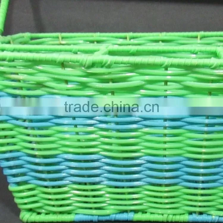 New kitchen storage tool green & blue plastic wicker woven utensil holder