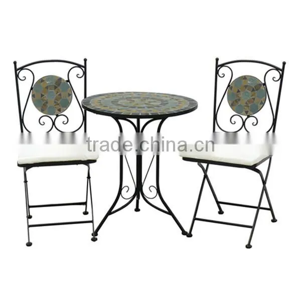 Set of 3pcs Mosaic Cast Iron Bistro Set