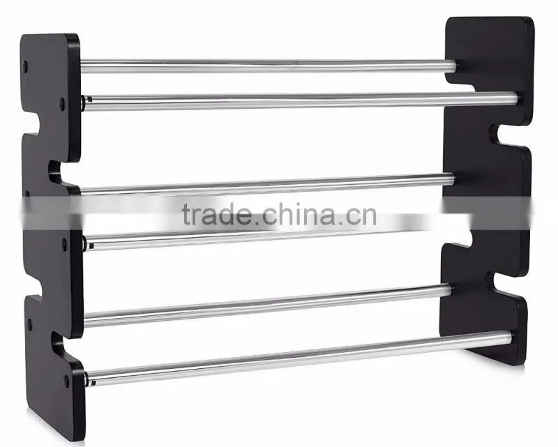 Expandable 4 Tier Free Standing Shoe Rack Stainless Steel Wood Closets