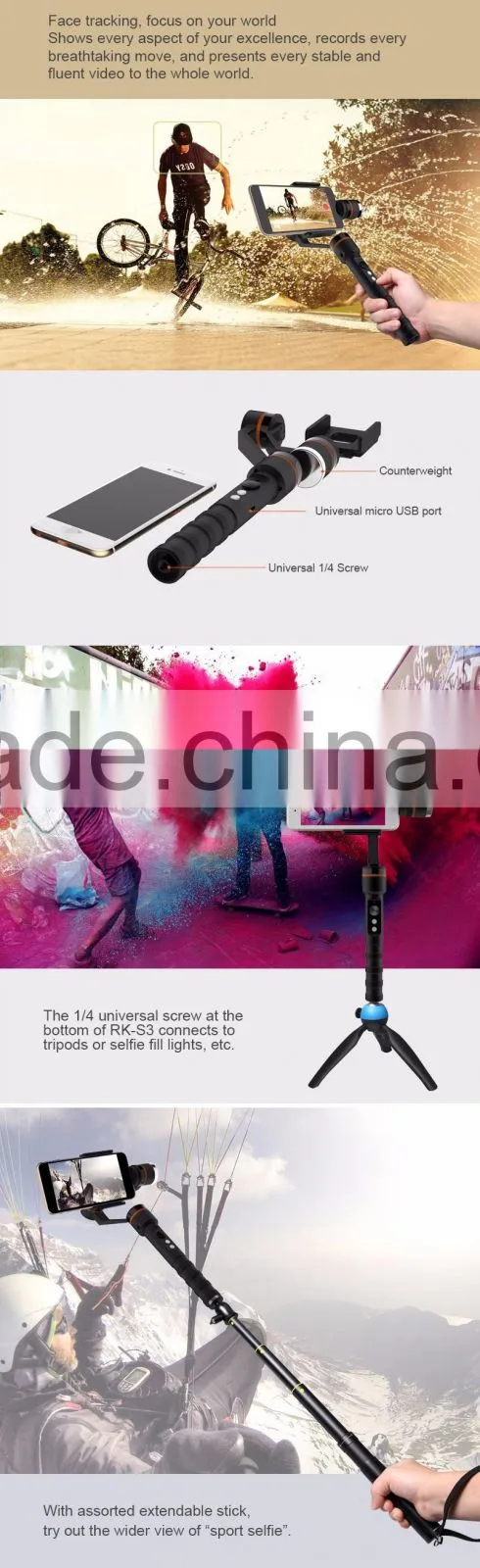 Hot Bluetooth Handheld 3Axis Face Tracking Stabilizer For Mobilephone/Camera Photographing,Dual Purpose Professional Stabilizers