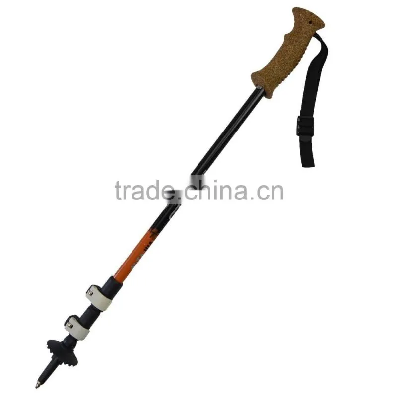 2016 New trekking pole, carbon fiber, CORK handle, 3 sections, external lock, SZ15507